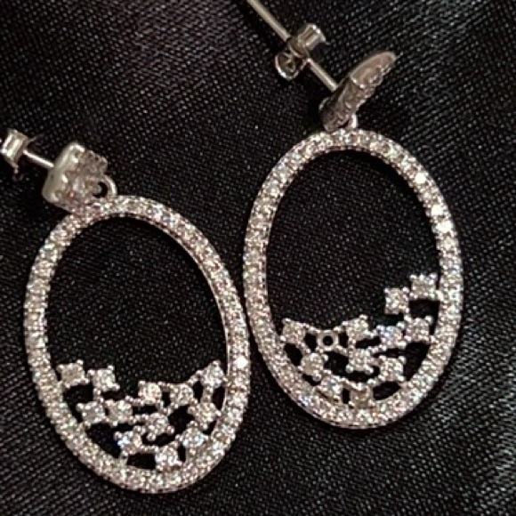 Genevive Silver Dangle Earrings
